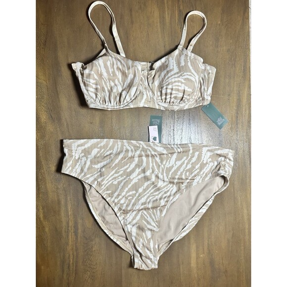 wild fable Other - Wild Fable Bikini Set Plus 22/2X Beige White Zebra Print High Waist Underwire